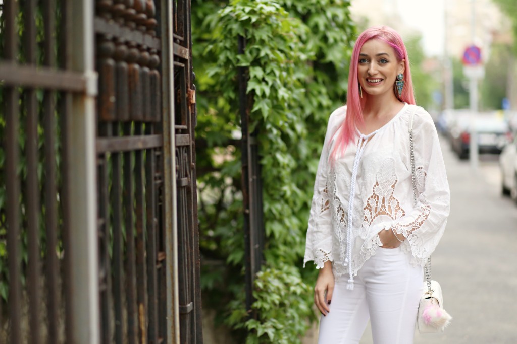 madalina misu, madalina misu fashion blog, bog de moda, top bloguri, top bloggeri, cum purtam tinute all white, bluza cu broderie, how to wear all white outfits, ootd, outfit of the day, boho chic style, stil boho chic, pantaloni evazati, cum purtam pantalonii evazati